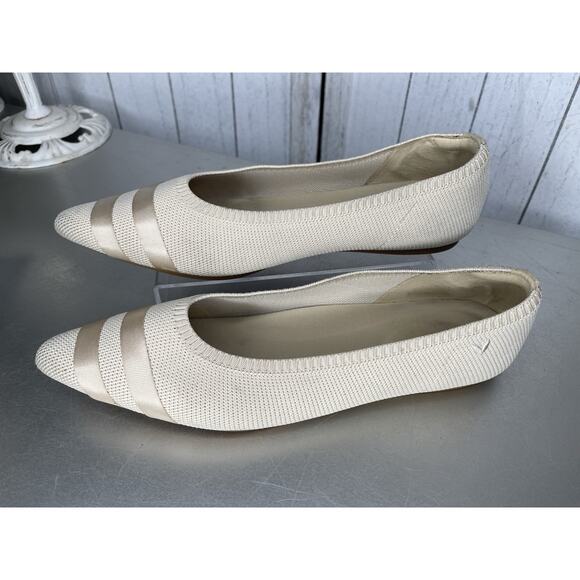 Vivaia Pointed Toe Ballet Ribbon Flats Cream 41.5 Knit Comfort US 10 - Picture 1 of 7